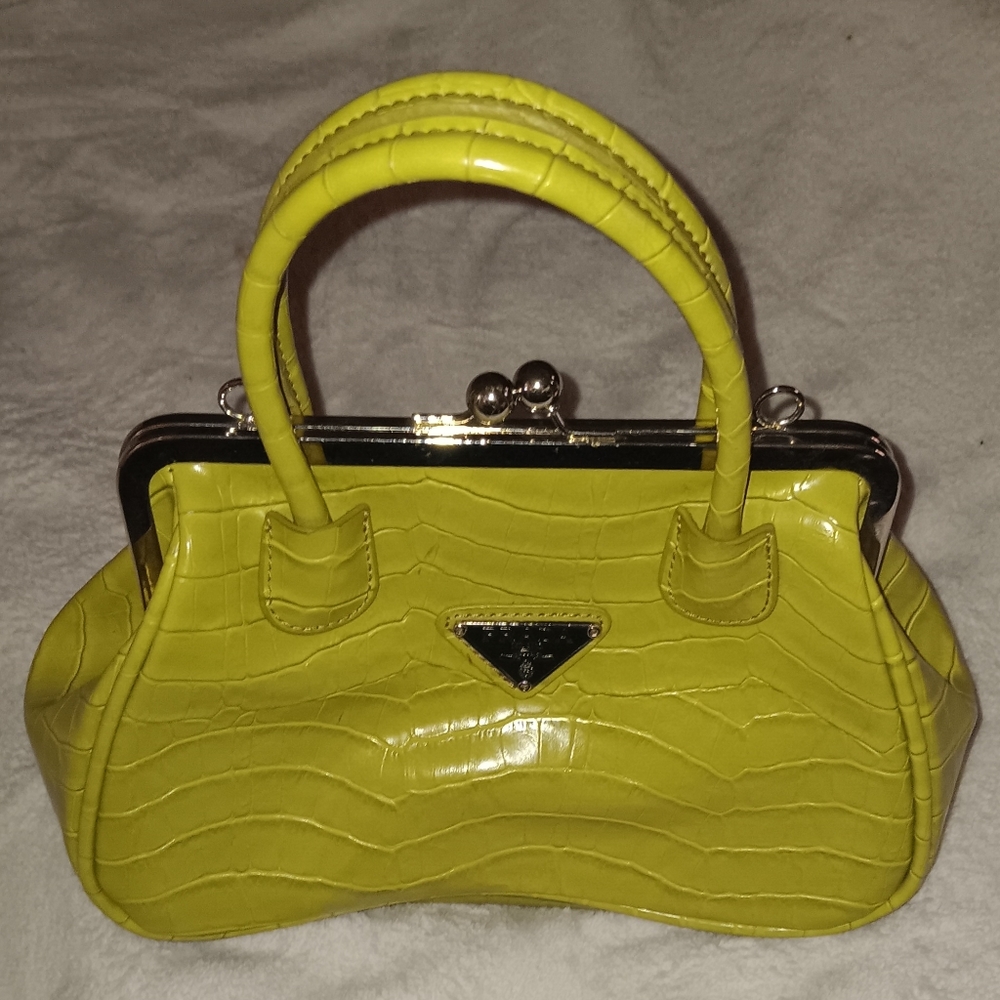 90s Prada Vintage Green Croc Purse Bag